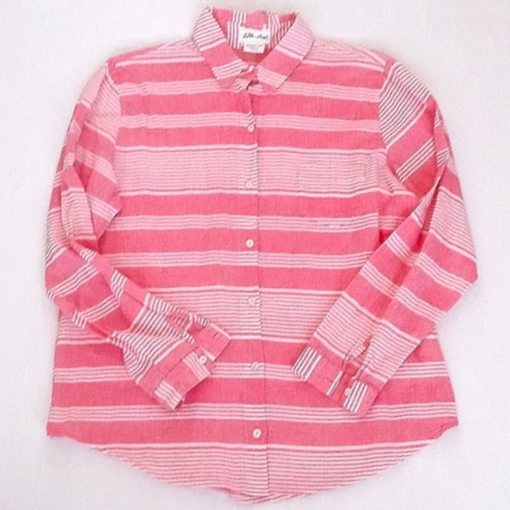 Lilies Closet Women's Lightweight Red White Stripe Long Sleeve Button Down Top M - Picture 4 of 10